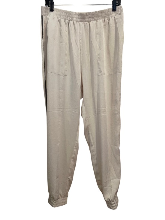 Express Pants - Express Beaded Side Stripe Flowy Dressy Jogger Pants in Cream